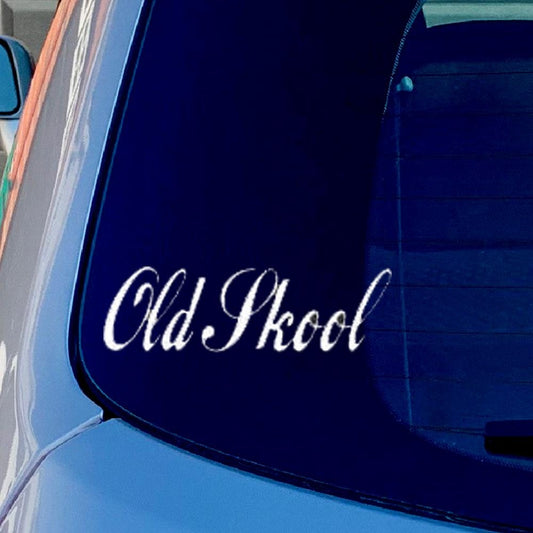 Old Skool Funny Vinyl Sticker Decal for Car Truck Window Bumper White