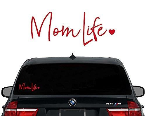 Mom Life Decal Vinyl Sticker|Cars Trucks Vans Walls Laptop Decals Car Stickers| RED |7.5 X 3 In