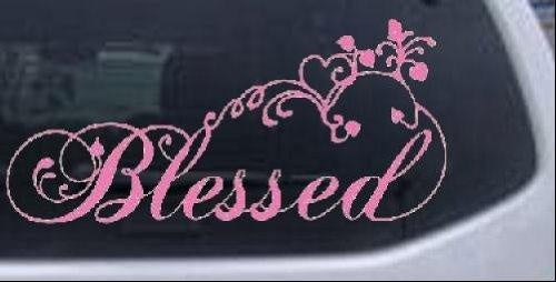 Blessing with Swirls of Hearts Christian Car Window Wall Laptop Decal Stickers - 5 Inches X 10.7 Inches