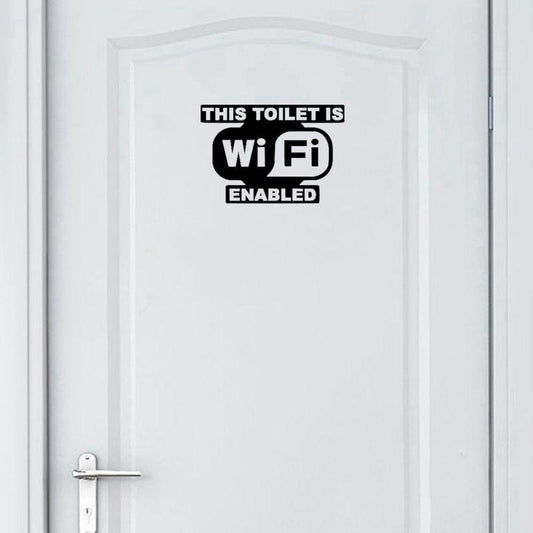 24*16.6CM Fun This Toilet Is WiFi Enabled Toilet Door Decor Decal Black Wall Sticker A40448