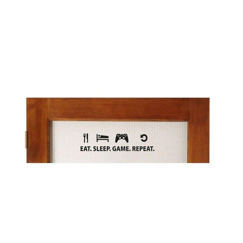 5.9*25CM EAT SLEEP GAME REPEAT Gamer Bedroom Wall Decor Door Sticker D1-0065