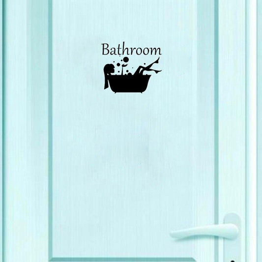 20*17.2CM Bathroom Decal Girl in Bath Vinyl Door Sticker Interesting Home Decoration Accessories Wall Sticker A2253