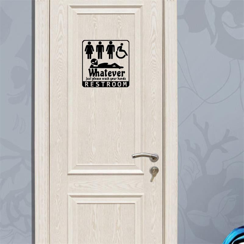 25*25CM WHATEVER JUST PLEASE WASH YOUR HANDS Restroom Door Stickers Wall Decals D1-0030