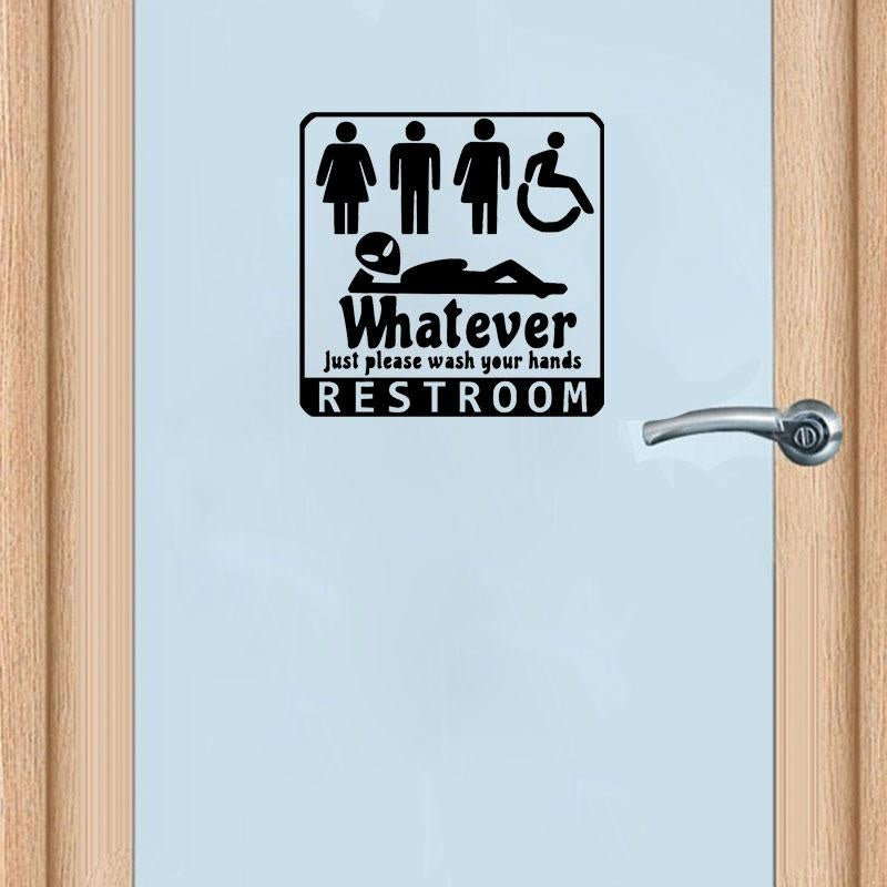 25*25CM WHATEVER JUST PLEASE WASH YOUR HANDS Restroom Door Stickers Wall Decals D1-0030
