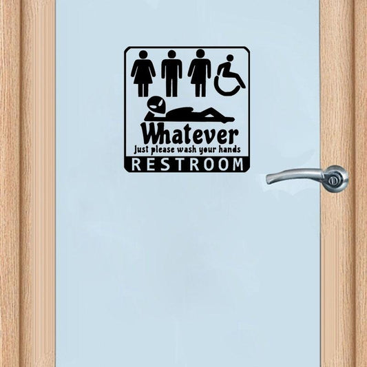25*25CM WHATEVER JUST PLEASE WASH YOUR HANDS Restroom Door Stickers Wall Decals D1-0030
