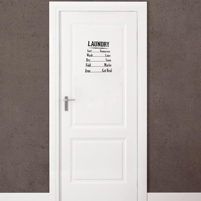21.3*25CM Stylish LAUNDRY RULES Washing Ironing Vinyl  Door Sticker Funny Wall Stickers Home Decor Living Room