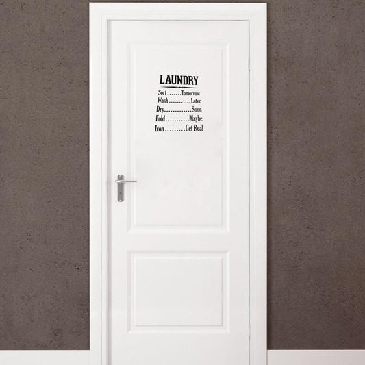 21.3*25CM Stylish LAUNDRY RULES Washing Ironing Vinyl  Door Sticker Funny Wall Stickers Home Decor Living Room