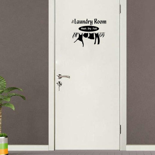 Laundry Room Wash Dry Fold Vinyl Wall Sticker Funny Home Decoration Door Sticker A2302