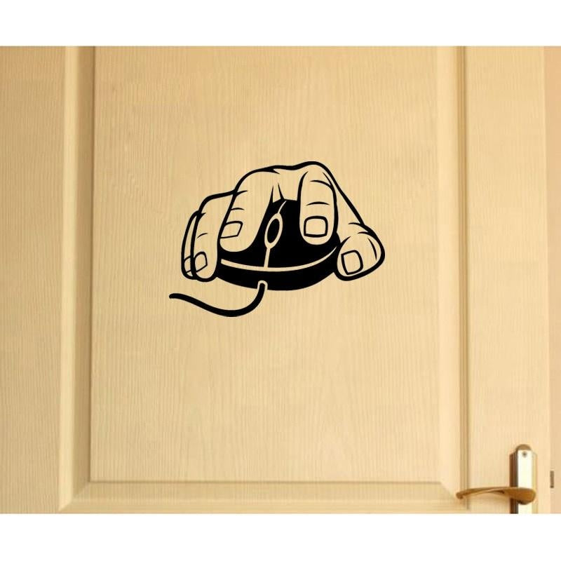 25*18CM Computer Mouse Gamer Bedroom Decor Wall Sticker Mural Door Decal D1-0101