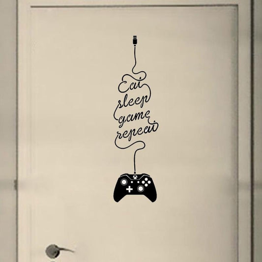 6.7*25CM EAT SLEEP GAME Wall Decal Gamer Creative Sticker Bedroom Door Decor D1-0016