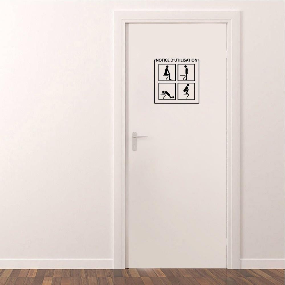 Toilet Icon Picto Vinyl Door Sticker Restroom Notice D'utilisation Sylish Home Decoration Accessories Wall Sticker A2250
