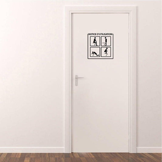 Toilet Icon Picto Vinyl Door Sticker Restroom Notice D'utilisation Sylish Home Decoration Accessories Wall Sticker A2250