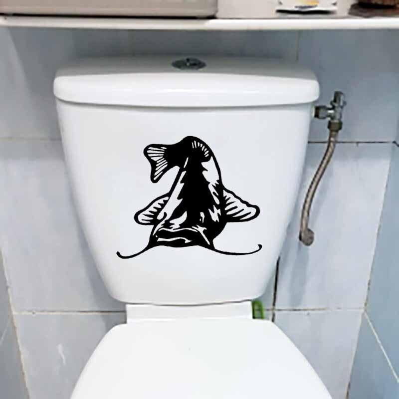 23.2X19.6CM Catfish Toilet Seat Decal Fish Fishing Boat River Lake Home Wall Sticker T5-0300