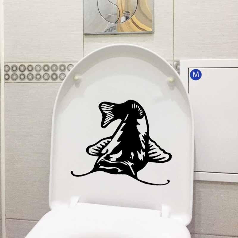 23.2X19.6CM Catfish Toilet Seat Decal Fish Fishing Boat River Lake Home Wall Sticker T5-0300