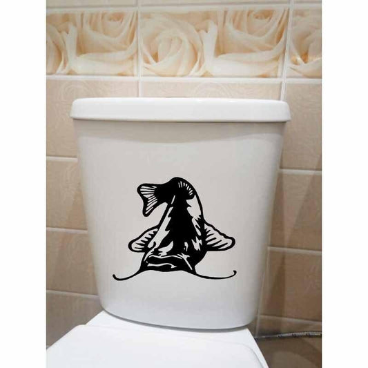 23.2X19.6CM Catfish Toilet Seat Decal Fish Fishing Boat River Lake Home Wall Sticker T5-0300