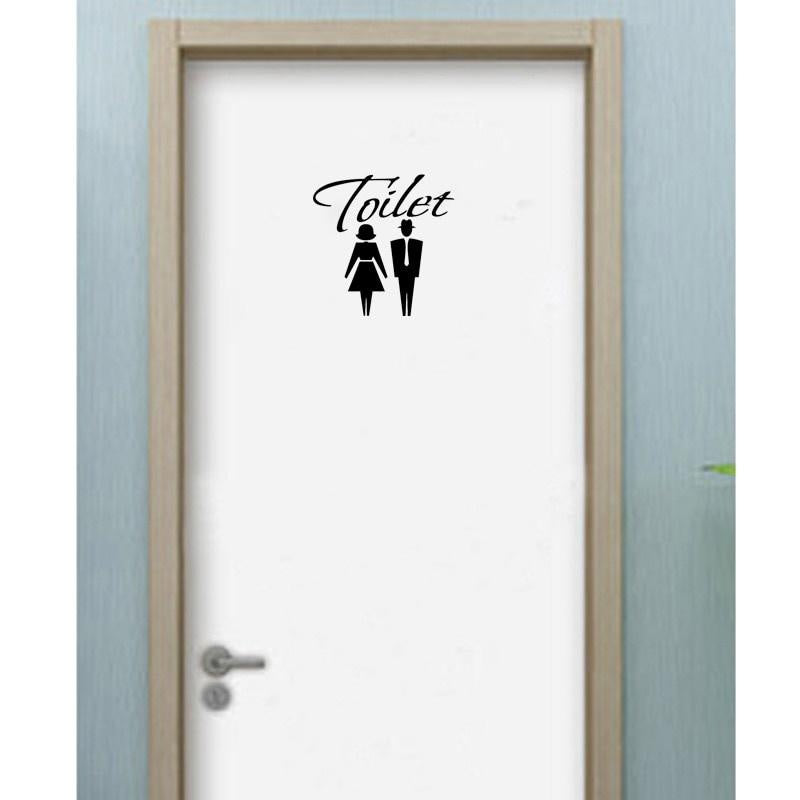 25*25CM Funny Man And Woman TOILET Door Decoration Decal For Wall Sticker Black A40438