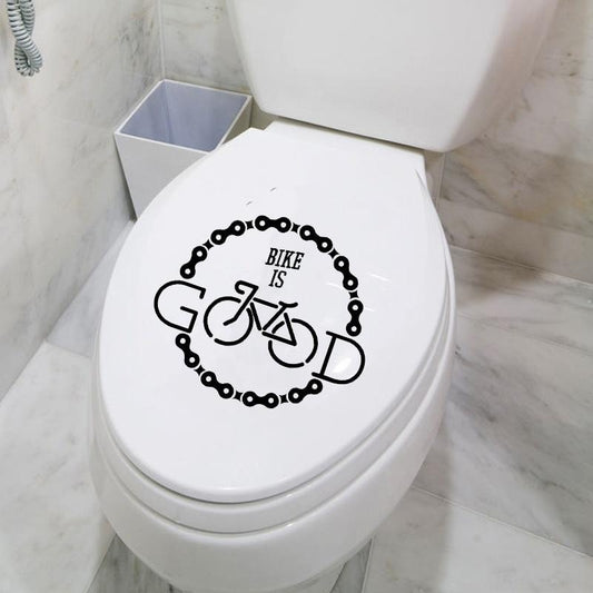 Bike Boy Bicycle Vinyl Toilet Decal Wall Sticker Home Decor Bathroom 6WS0258
