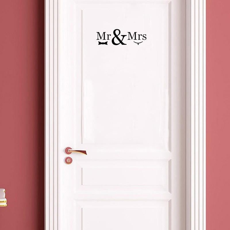 25*8CM Funny MR MRS Room Door Decal Graphical Fashion Wall Sticker Black