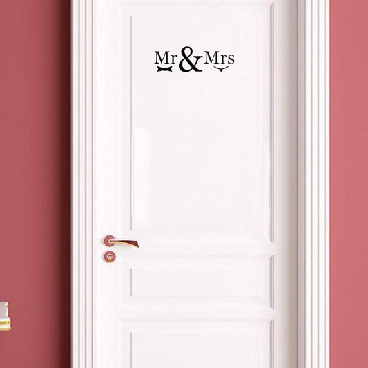 25*8CM Funny MR MRS Room Door Decal Graphical Fashion Wall Sticker Black