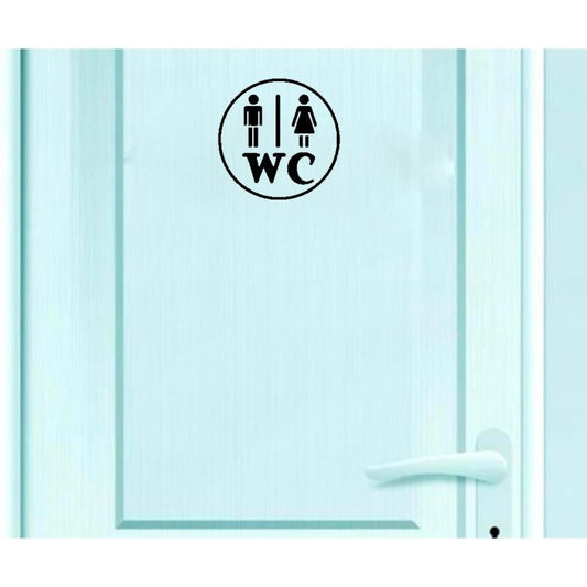 16*16CM Interesting Door Sticker Toilet WC Man Woman Wall Decal Black Graphical A40255