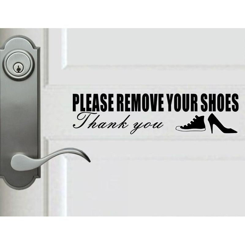 25*6.3CM Funny Please Remove Your Shoes Door Decal And Wall Sticker Decoration Black A40555
