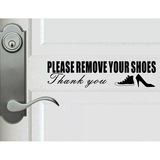25*6.3CM Funny Please Remove Your Shoes Door Decal And Wall Sticker Decoration Black A40555