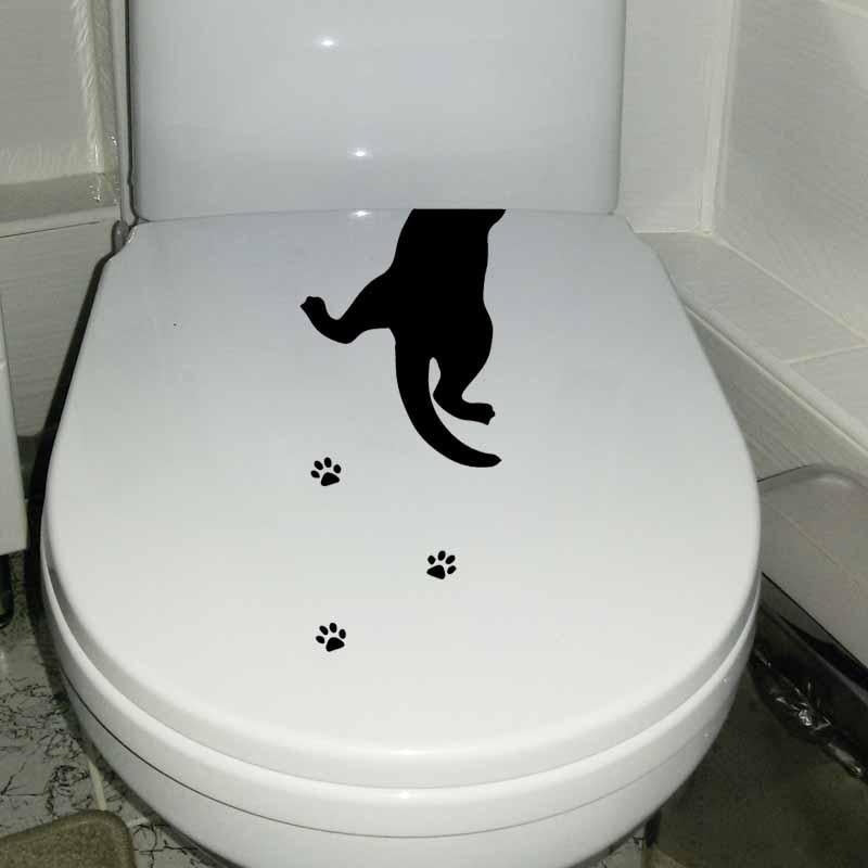 11.5X24.8CM Funny Quote Cat Bedroom Kitchen Home Art Wall Stickers Toilet Seat Decal T5-0035