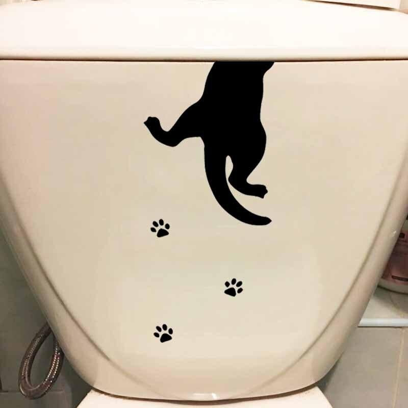 11.5X24.8CM Funny Quote Cat Bedroom Kitchen Home Art Wall Stickers Toilet Seat Decal T5-0035