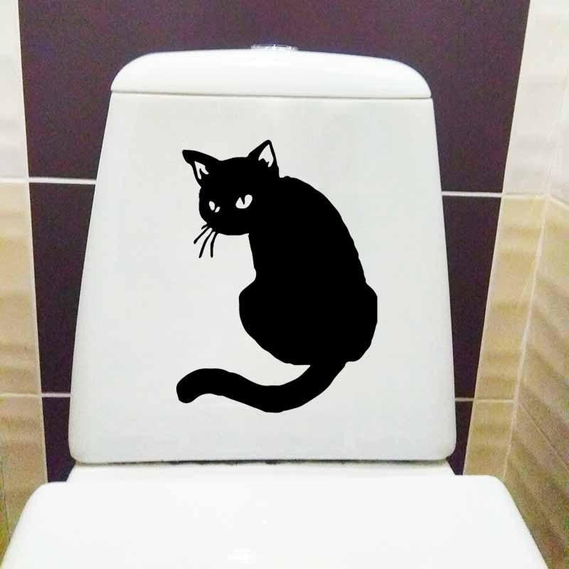 17.6X23.9CM Cute Cartoon Cat Wall Decal Living Bedroom Home Decor Toilet Sticker T5-0186