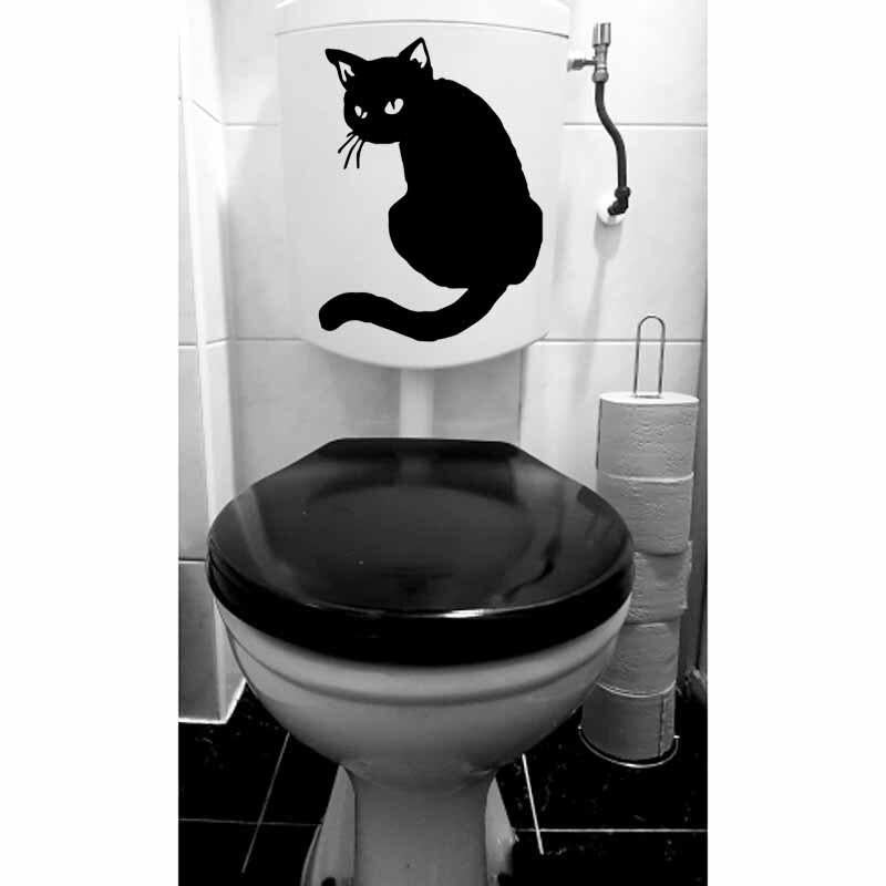 17.6X23.9CM Cute Cartoon Cat Wall Decal Living Bedroom Home Decor Toilet Sticker T5-0186