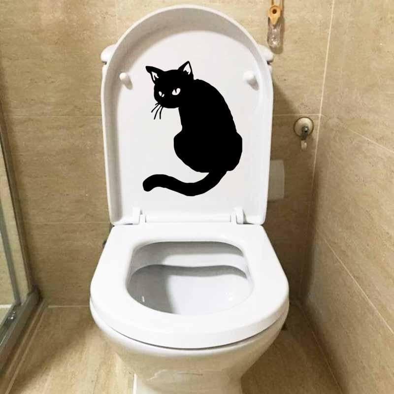 17.6X23.9CM Cute Cartoon Cat Wall Decal Living Bedroom Home Decor Toilet Sticker T5-0186