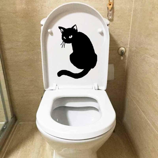 17.6X23.9CM Cute Cartoon Cat Wall Decal Living Bedroom Home Decor Toilet Sticker T5-0186