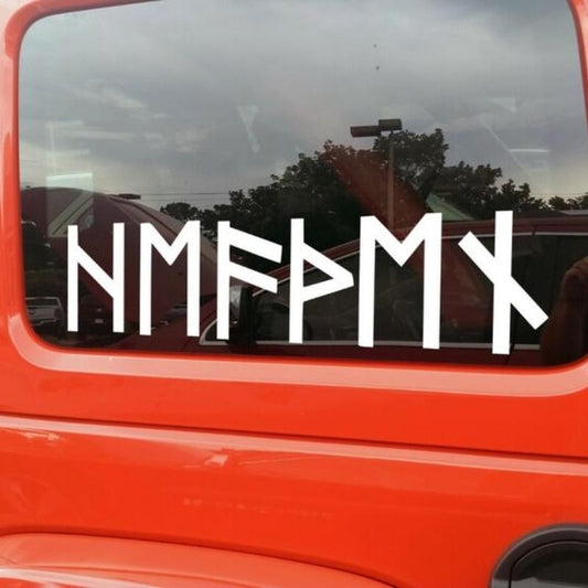 20inch Heathen in Norse Runes Vinyl Decal - Nordic Viking Futhark - Die Cut Sticker