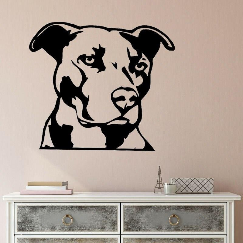 2020 NEW 55CM*48.4CM Funny Pitbull Dog For Bedroom Wall Sticker PVC Decal Decoration W3-471