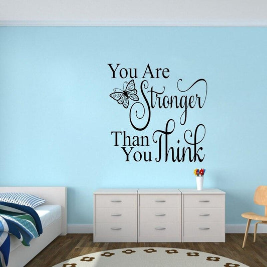 Hot 56CM*55.6CM You Are Stronger Than You Think Inspirational Quote Decal  PVC Wall Sticker Decor  W1-455