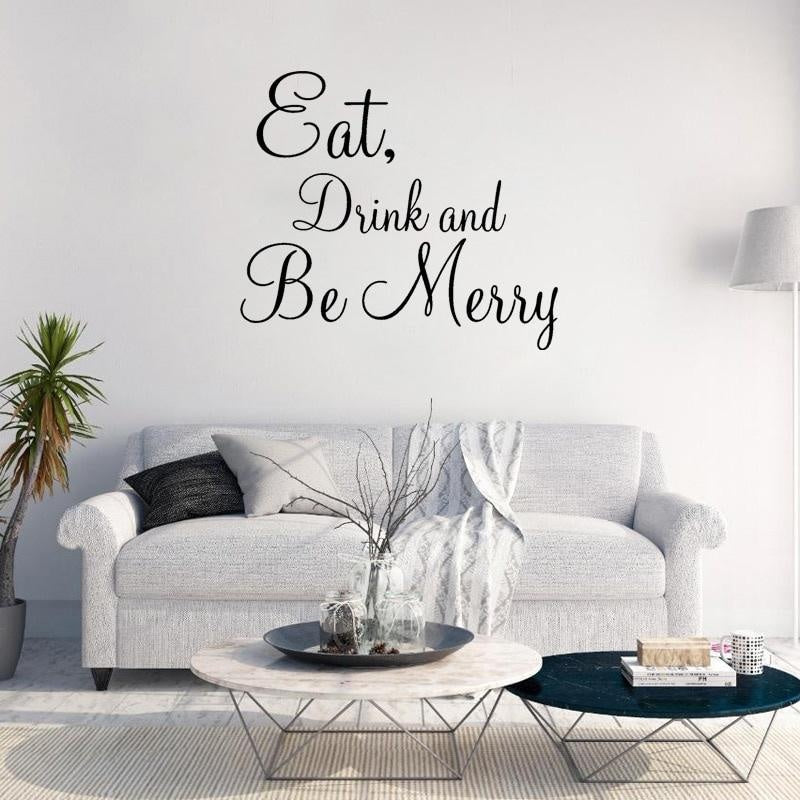 High-quality 58CM*50.8CM Eat Drink And Be Merry Stickers Quote Decal Kitchen PVC Wakll Decor W1-258