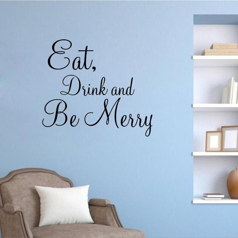 High-quality 58CM*50.8CM Eat Drink And Be Merry Stickers Quote Decal Kitchen PVC Wakll Decor W1-258