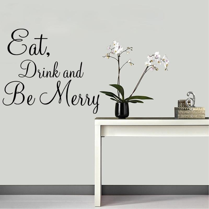 High-quality 58CM*50.8CM Eat Drink And Be Merry Stickers Quote Decal Kitchen PVC Wakll Decor W1-258