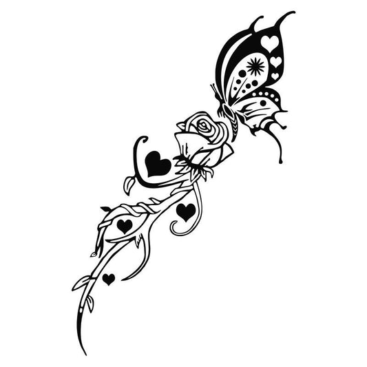 9.9*15.2CM  Beautiful Rose Butterfly Car Sticker Stylish Motorcycle Vinyl Decals Black/Silver C7-1677