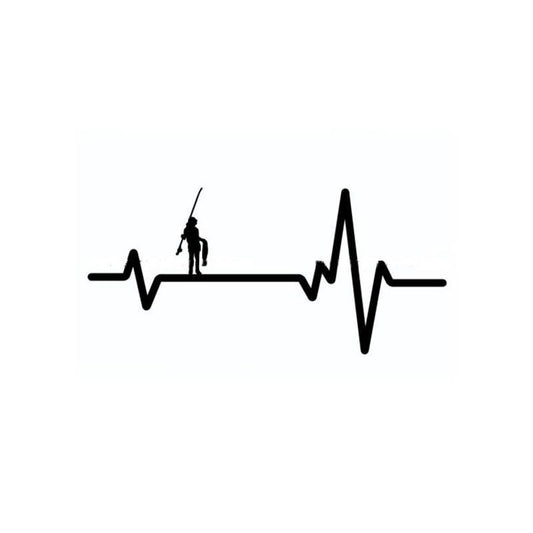 14cm*6.5cm HEART BEAT LINE FISHING Boy Girl Carrying FISH Rod Fashion Vinyl Car Sticker Decals Black Silver C11-0234