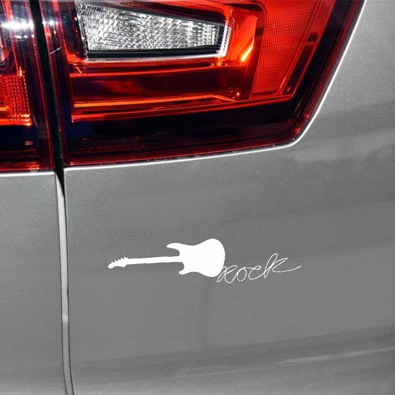 12.7CM*3CM Rock Guitar Vinyl Car Sticker Decals Black/Silver Motorcycle C13-000510