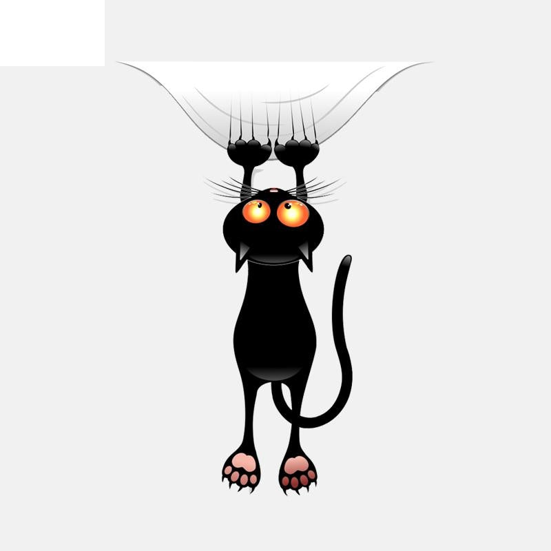 12.3CM*16.1CM   Window Decoration Black Cat Catches Down Decal  Car Sticker 11-00965