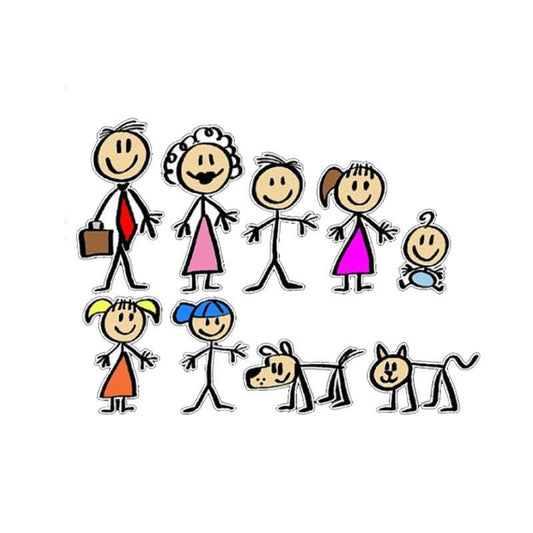 17.7CM*13.1CM Cartoon We are  family  Motorcycle Car Sticker 11-00452