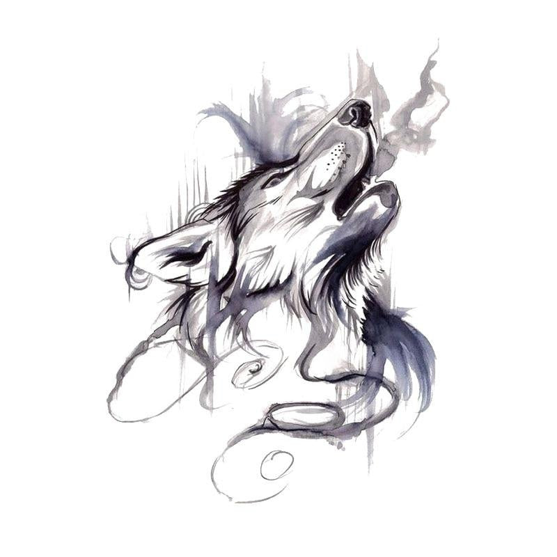 10CM*13.4CM Ink Painting Howling Wolf Head  Motorcycle Car Sticker 11-00461