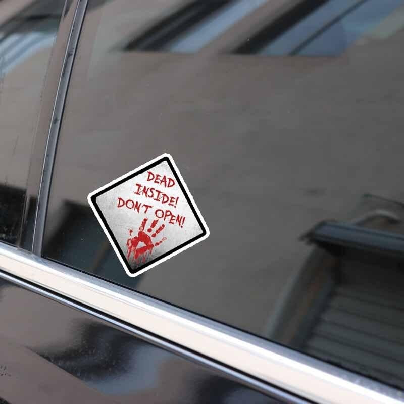 14CM*14CM Bloody DEAD INSIDE DONT OPEN ZOMBIE  Car Sticker C1-7549