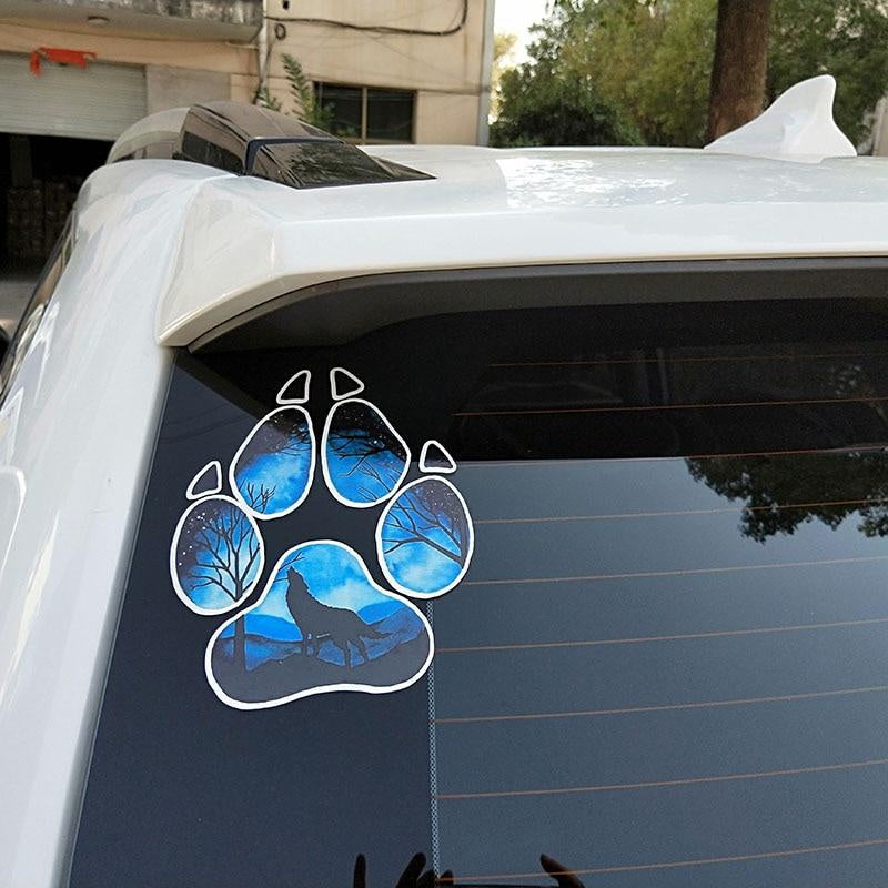 13CM*15.9CM Creative Wolf Footprint Puzzle Decal  Motorcycle Car Sticker 11-00533