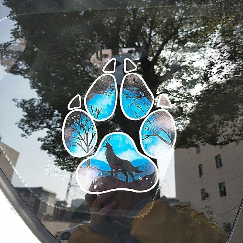 13CM*15.9CM Creative Wolf Footprint Puzzle Decal  Motorcycle Car Sticker 11-00533