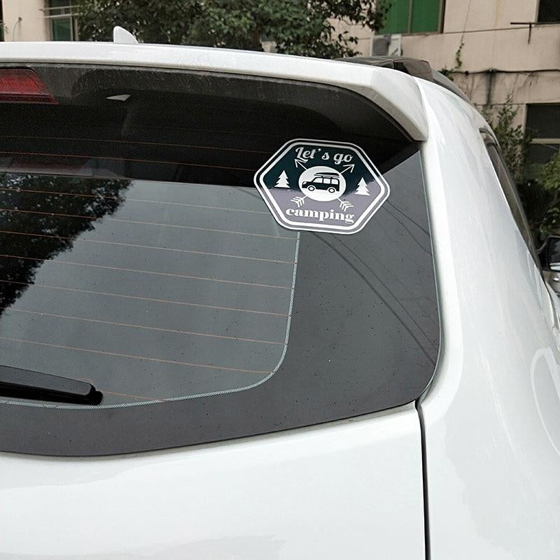 14CM*12.7CM Funny Let's Go Camping   Motorcycle Car Sticker 11-00388