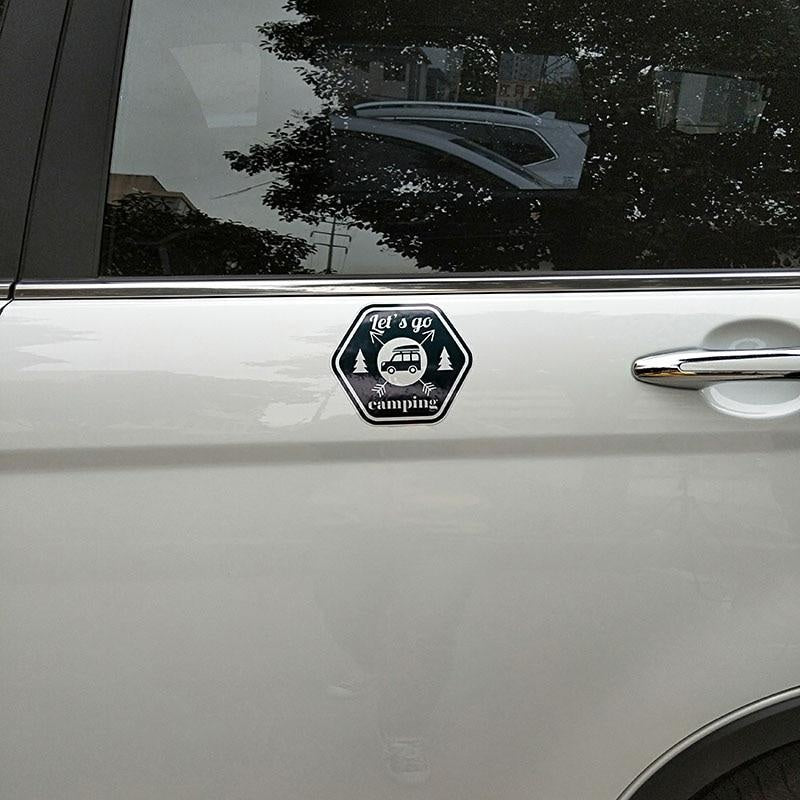 14CM*12.7CM Funny Let's Go Camping   Motorcycle Car Sticker 11-00388