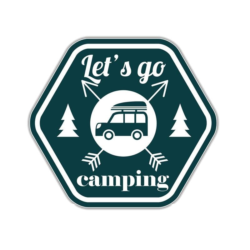 14CM*12.7CM Funny Let's Go Camping   Motorcycle Car Sticker 11-00388